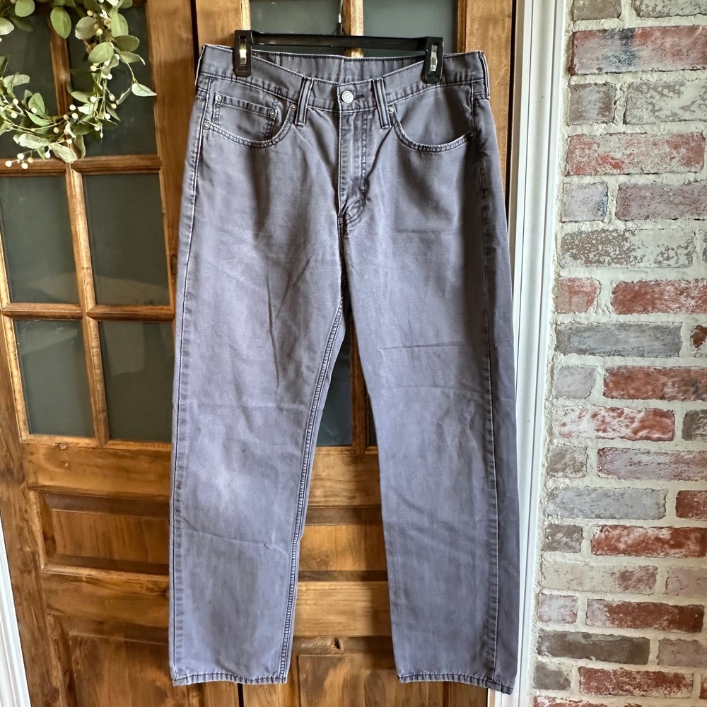 Levis 514 Straight Leg Pants Mens 34x32 Gray‎ Canvas Cotton Workwear FLAW